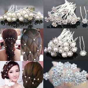 Ladies Hairpins Pearl flowers, Crystal Flowers 5 p